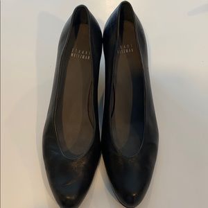 Stuart Weitzman black leather wedge heel